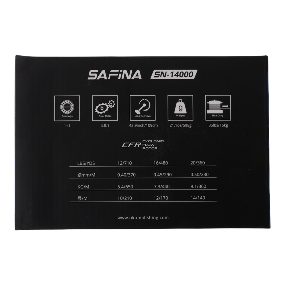 Okuma Safina 14000 Spinning Reel with 15kg Mono