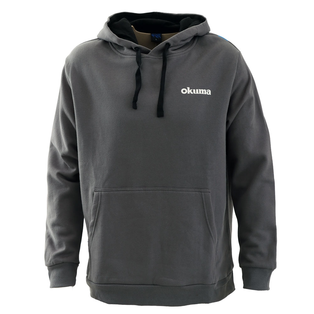 Okuma Motif Cotton Mens Hoodie Grey 2XL