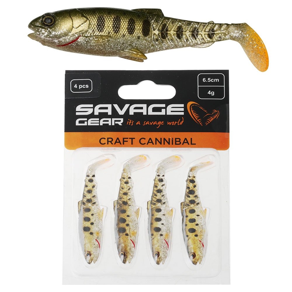 Savage Gear Craft Cannibal Paddletail Soft Bait 6.5cm 4g Qty 4 Olive Pearl Silver Smolt
