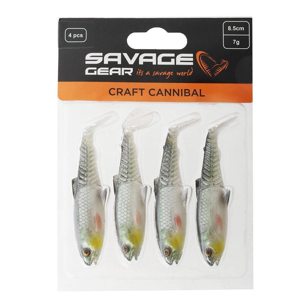 Savage Gear Craft Cannibal Paddletail Soft Bait 8.5cm 7g Qty 4 Green Silver
