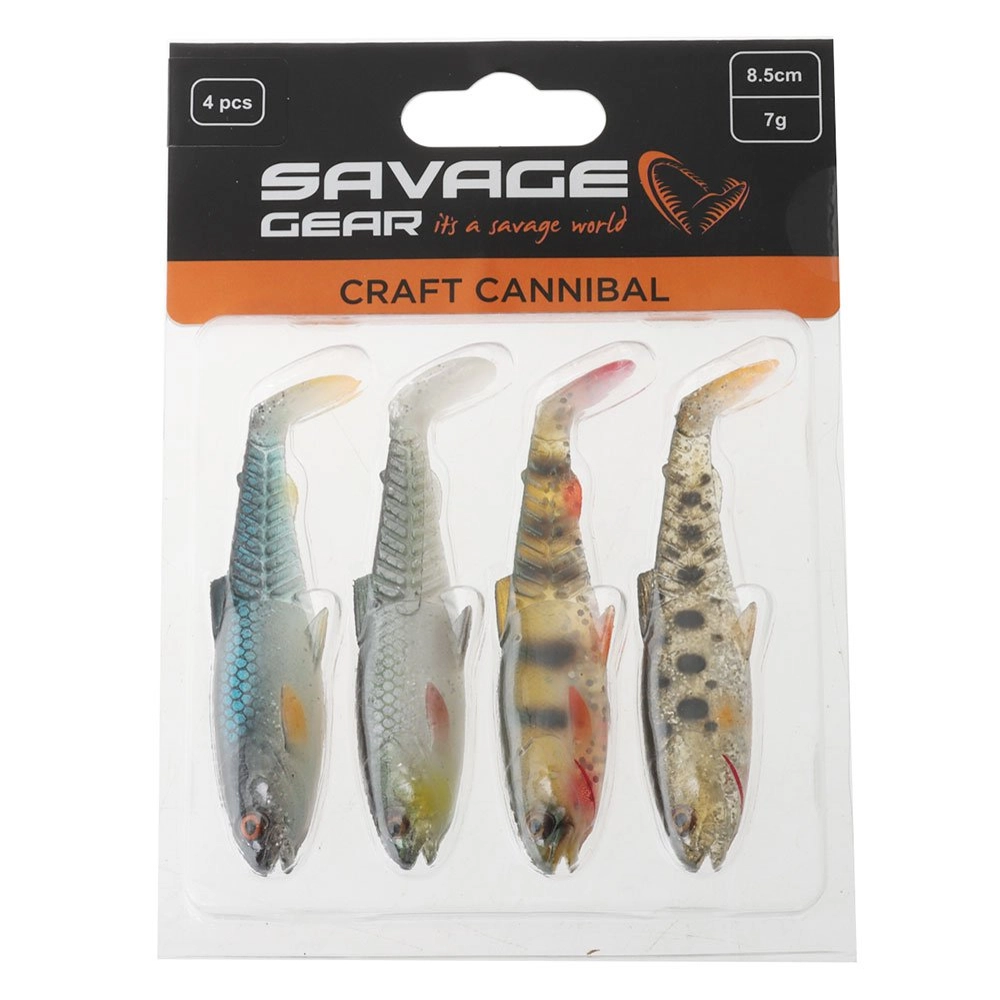 Savage Gear Craft Cannibal Paddletail Soft Bait 8.5cm 7g Qty 4 Clear Water Mix Savage Gear Craft Cannibal Paddletail Soft Bait 8.5cm 7g Qty 4 Clear Water Mix