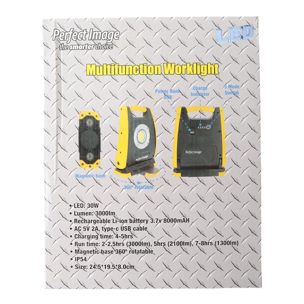 Perfect Image Rechargeable Multifunction Work Light 30W 3000LM