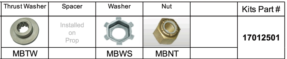 SOLAS MB-PKT Mercury Propeller Assembly Kit 9.9-25 HP