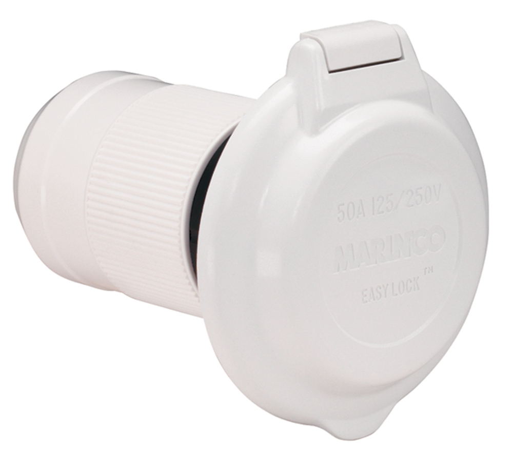Marinco Inlet 50A 125/250V Round No SS Trim White