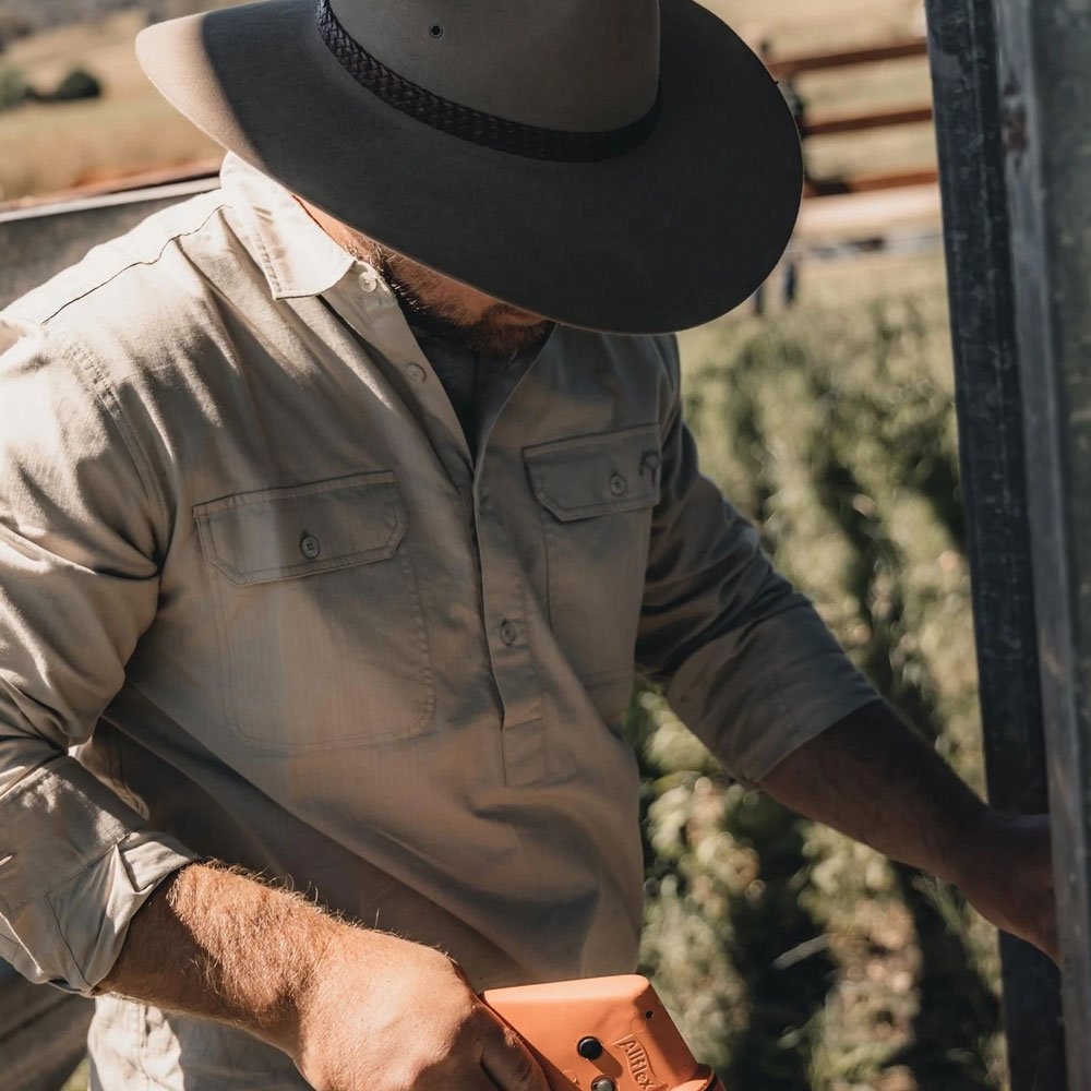 Ridgeline Yard Placket Mens Long Sleeve Shirt Eucalyptus XL