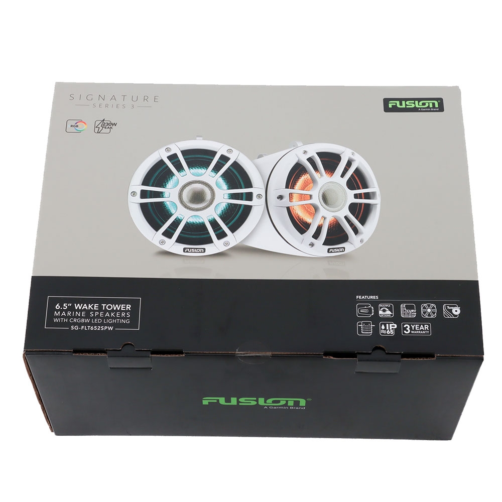 Fusion Signature 3 Sports LED Marine Wake Tower Speakers White 6.5in 230W