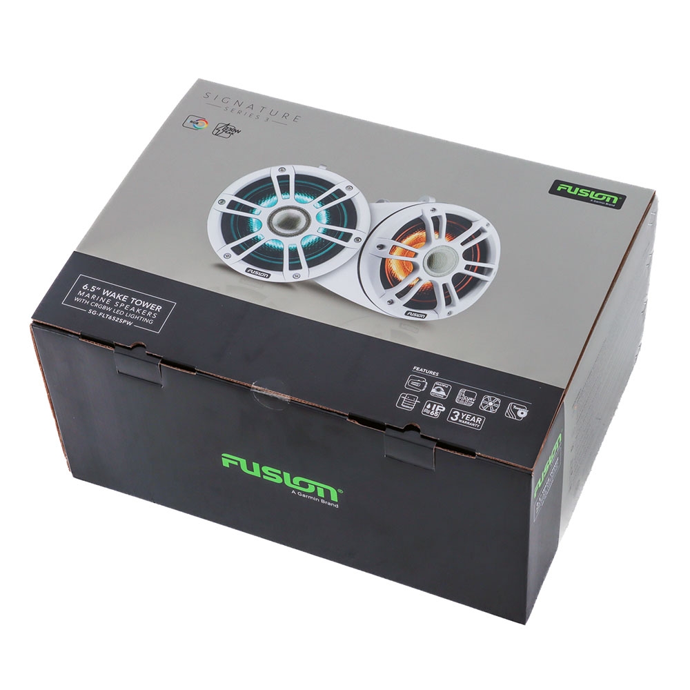 Fusion Signature 3 Sports LED Marine Wake Tower Speakers White 6.5in 230W