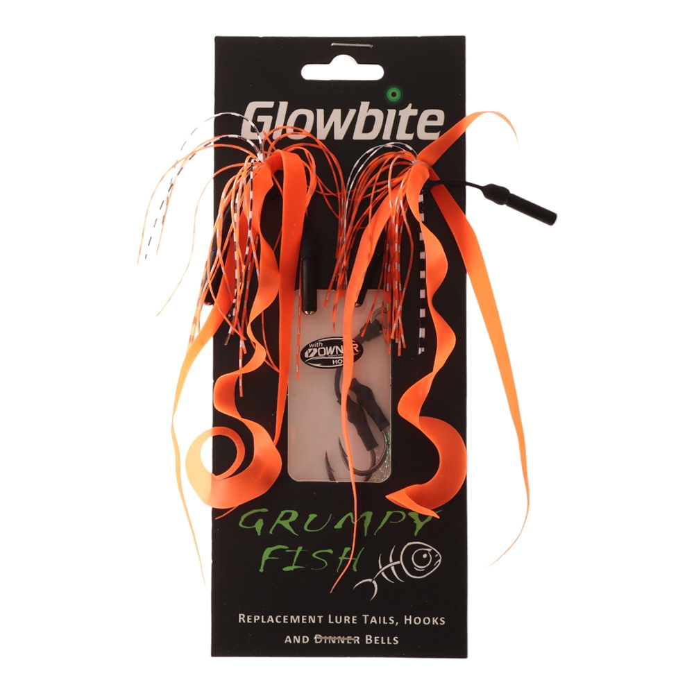 Glowbite Grumpy Fish Slider Lure Replacement Twin Tails Orange
