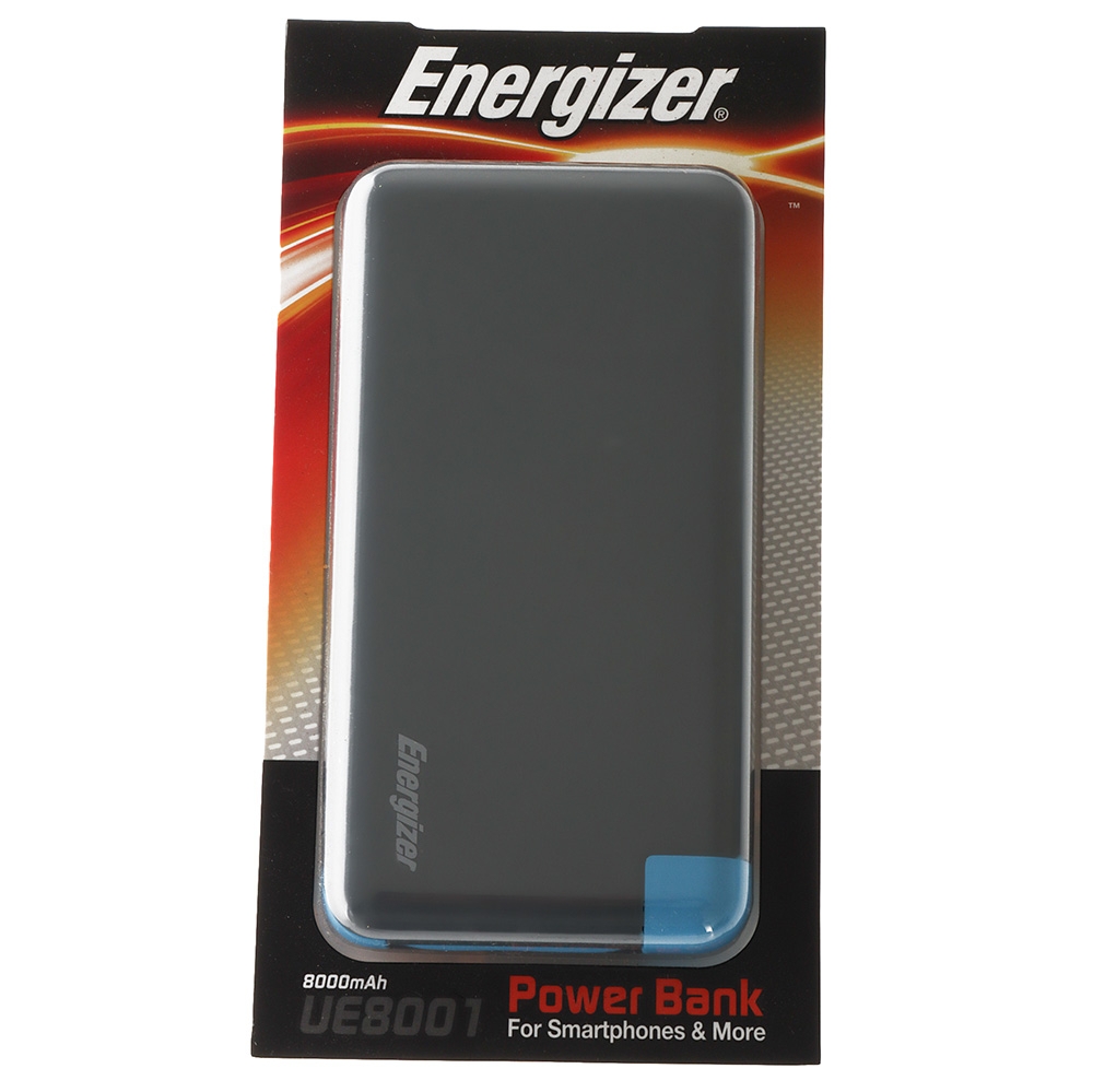 Energizer UE8001 Slim Power Bank with Detachable Cable 8000mAh Black