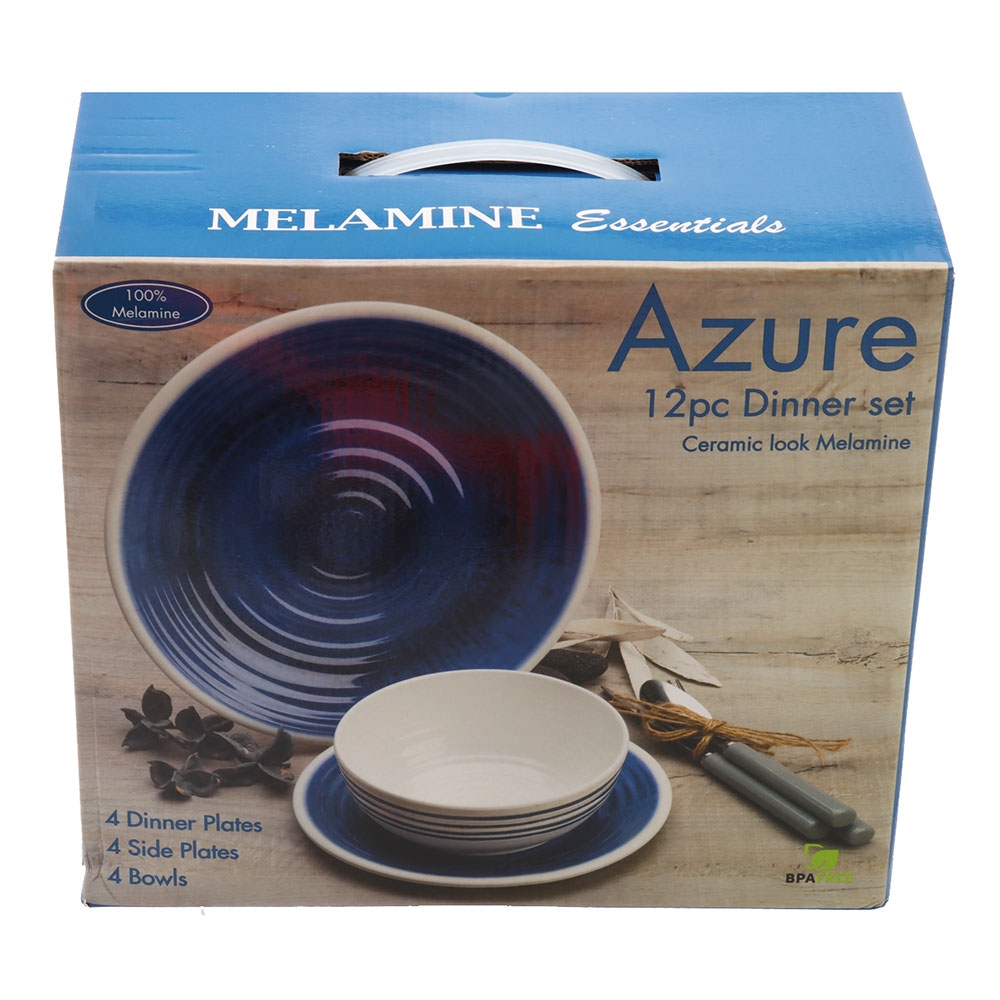 Azure Shatter-Resistant Melamine 12-Piece Dinner Set