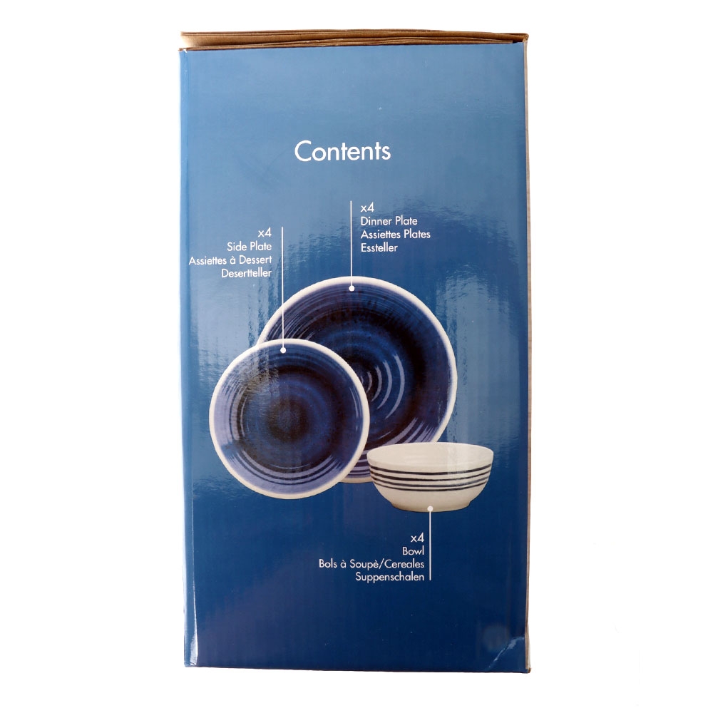 Azure Shatter-Resistant Melamine 12-Piece Dinner Set