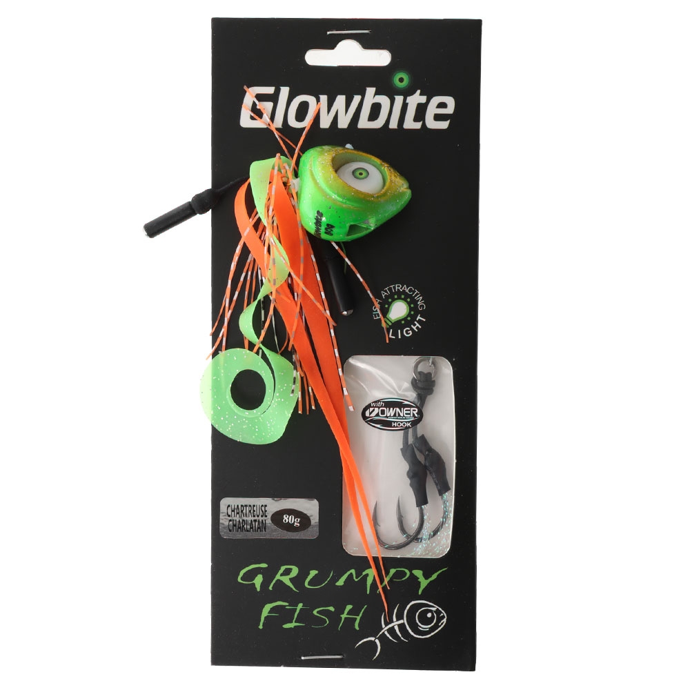 Glowbite Grumpy Fish Slider Lure 80g Chartreuse