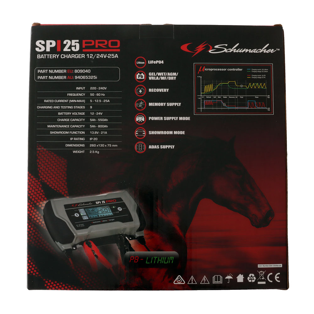 Schumacher SPi 25 Pro Battery Charger 12V-25A / 24V-12.5A