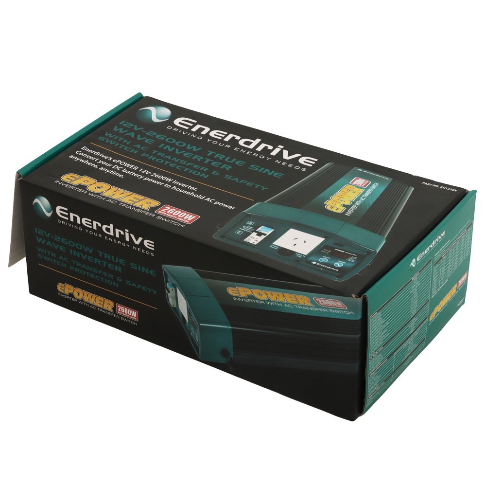 Enerdrive ePOWER True Sine Wave Inverter With AC Transfer and Safety Switch 2600W 12V