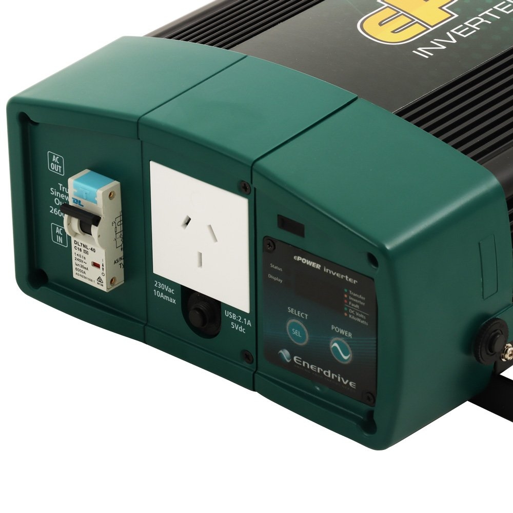 Enerdrive ePOWER True Sine Wave Inverter With AC Transfer and Safety Switch 2600W 12V