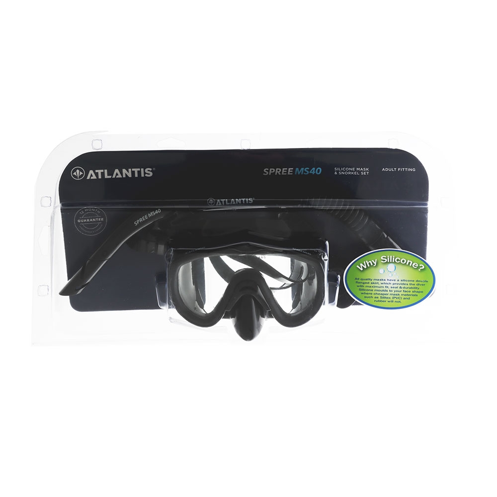 Atlantis Spree MS40 Mask and Snorkel Adult Set Black