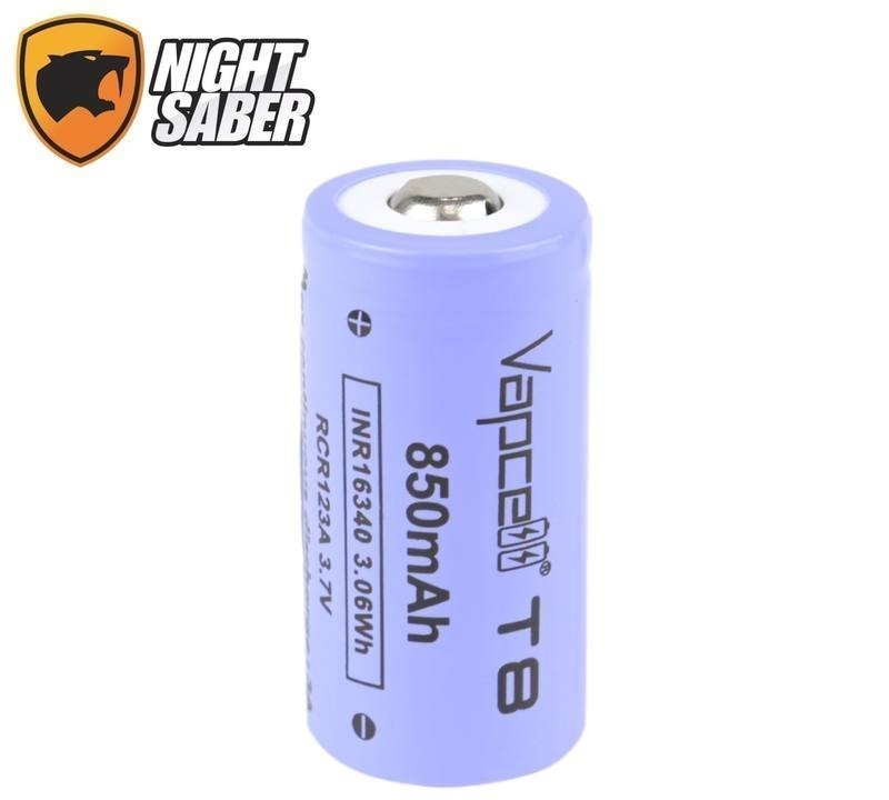 Night Saber CR123A Rechargeable Battery 3.7V 850mAh