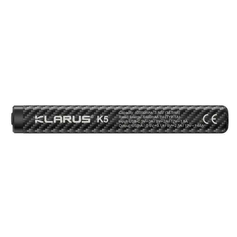 Klarus K5 Carbon Fiber Lightweight Waterproof Power Bank 10000mAh