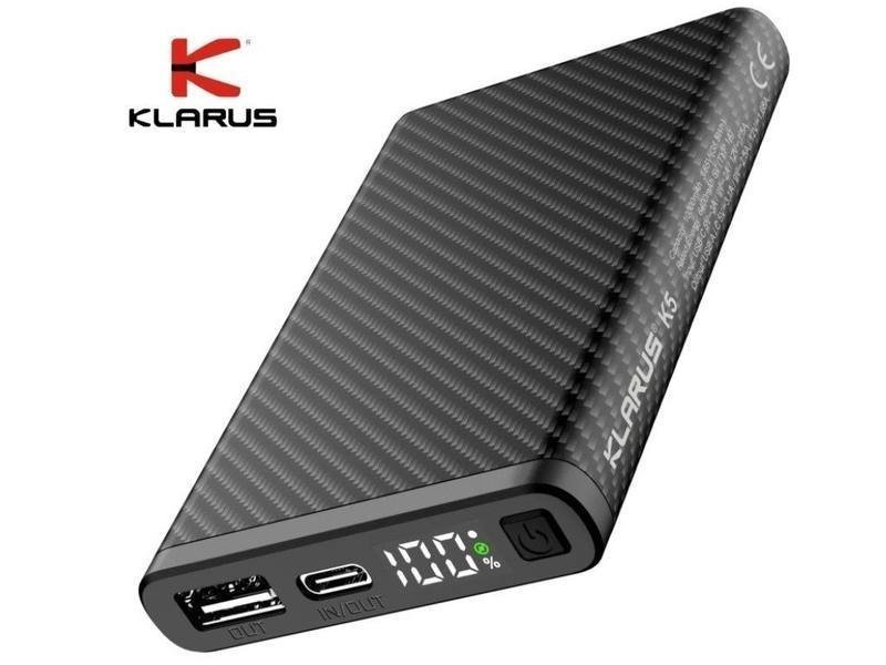 Klarus K5 Carbon Fiber Lightweight Waterproof Power Bank 10000mAh