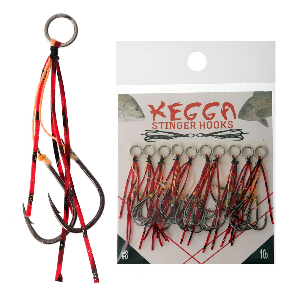 Kegga Stinger Double Jig Assist Hooks #8 Qty 10