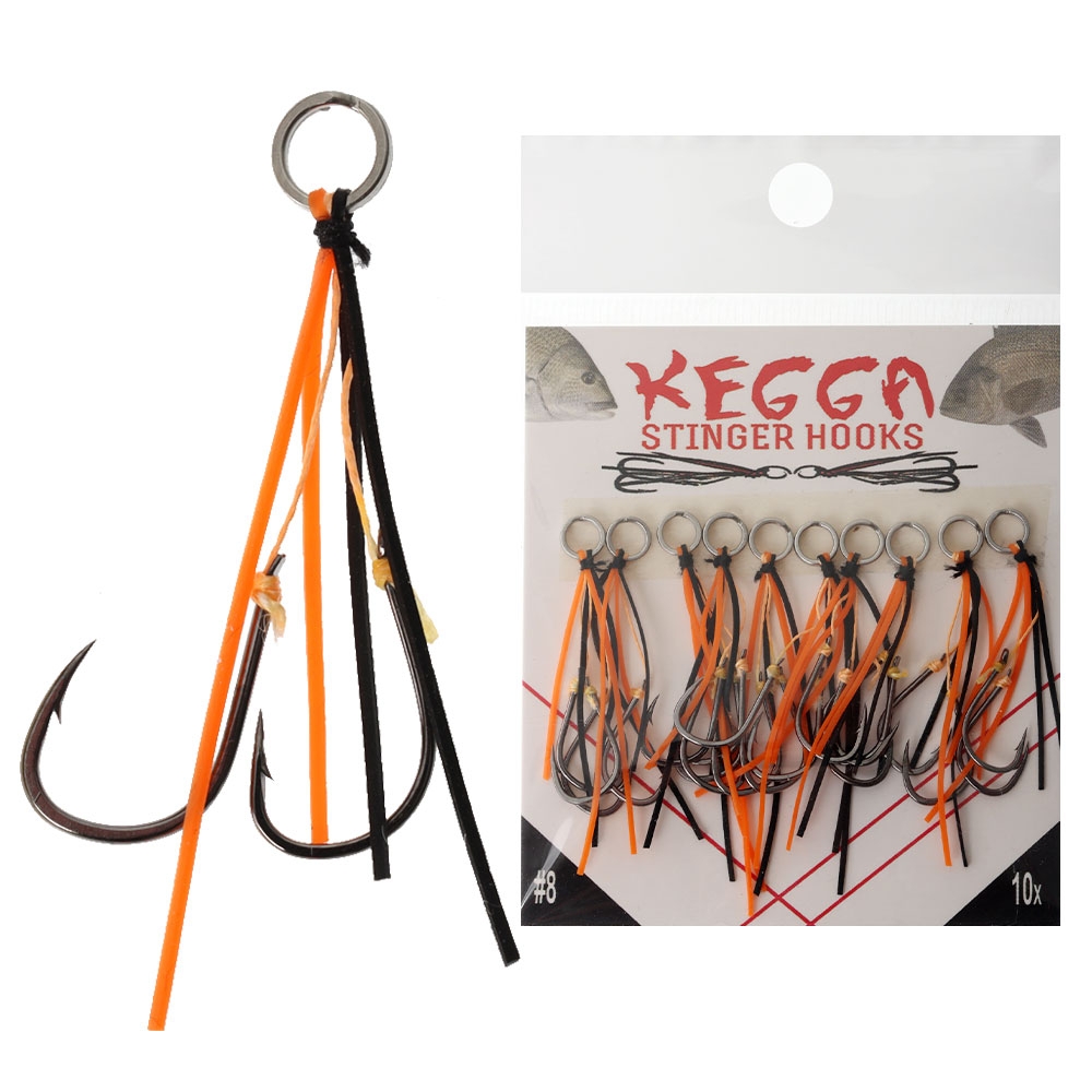 Kegga Stinger Double Jig Assist Hooks #8 Qty 10