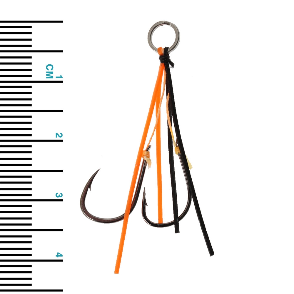 Kegga Stinger Double Jig Assist Hooks #8 Qty 10 Black/Orange
