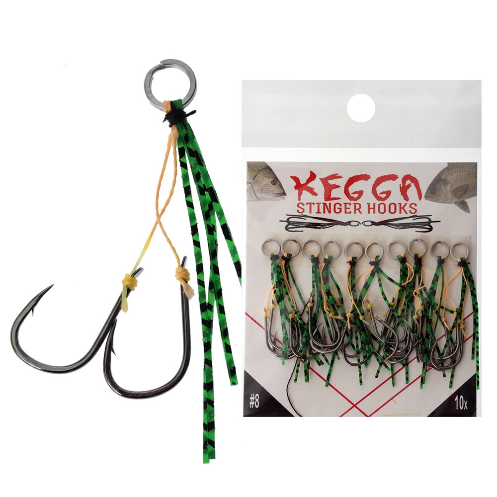 Kegga Stinger Double Jig Assist Hooks #8 Qty 10