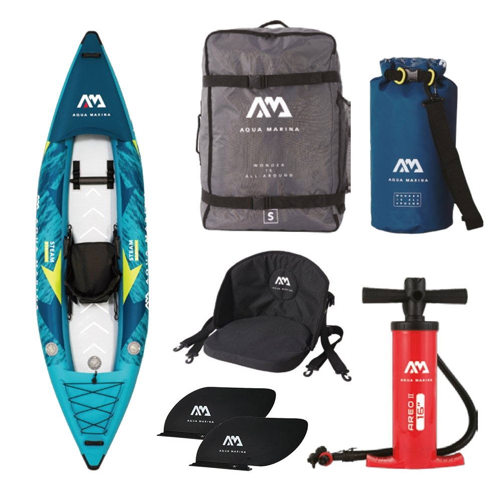 Aqua Marina Steam Touring Solo Inflatable Kayak with Rigid Floor 10ft 3in