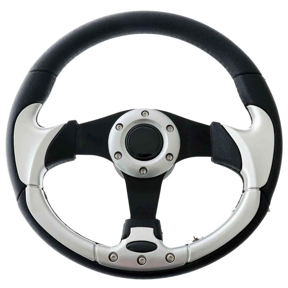 Aluminum Steering Wheel with PU Sleeves 12.5in Black/Silver Aluminum Steering Wheel with PU Sleeves 12.5in Black/Silver