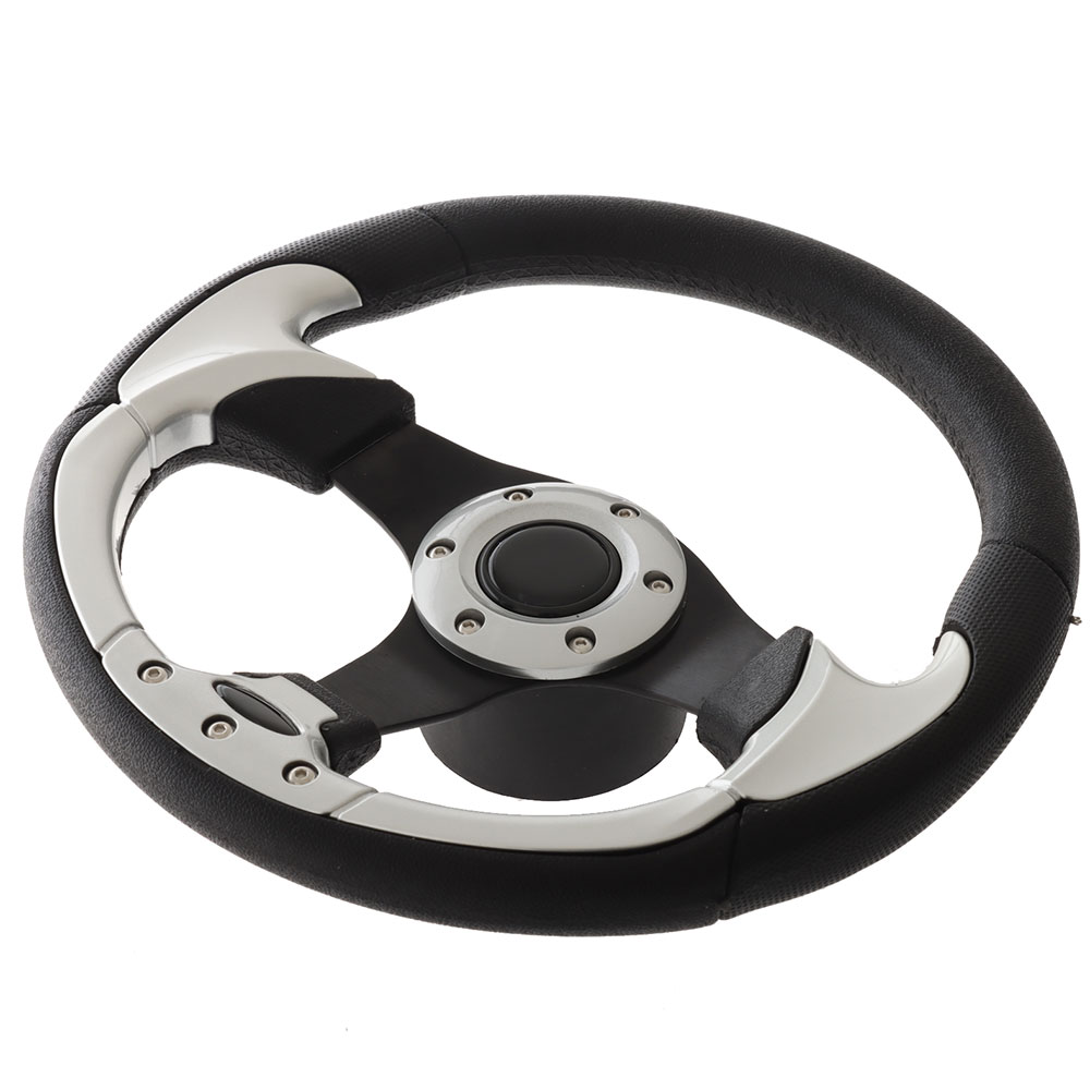 Aluminum Steering Wheel with PU Sleeves 12.5in Black/Silver