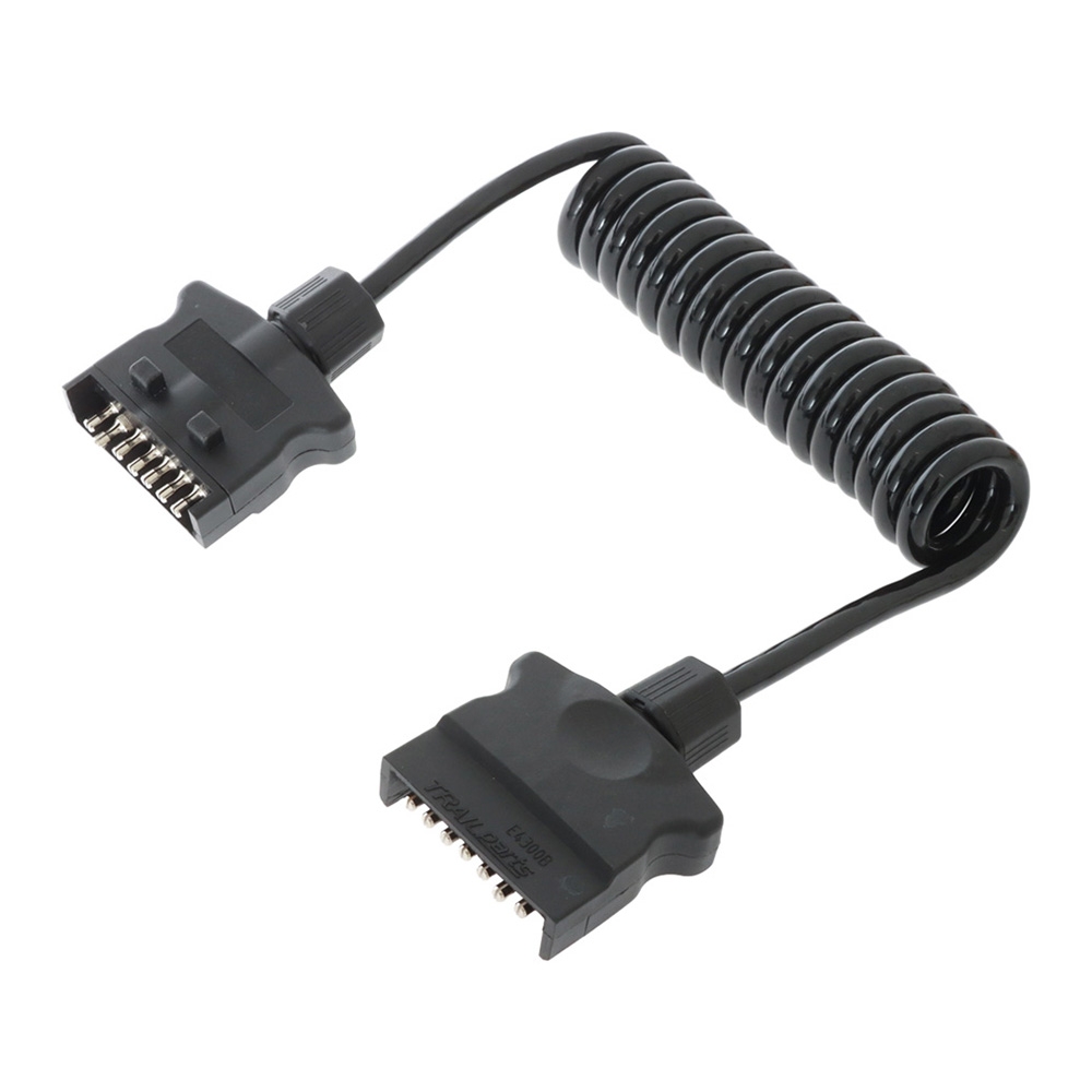 Trailparts 7-Pin Flat Coiled Trailer Lead Male to Male 1.2m