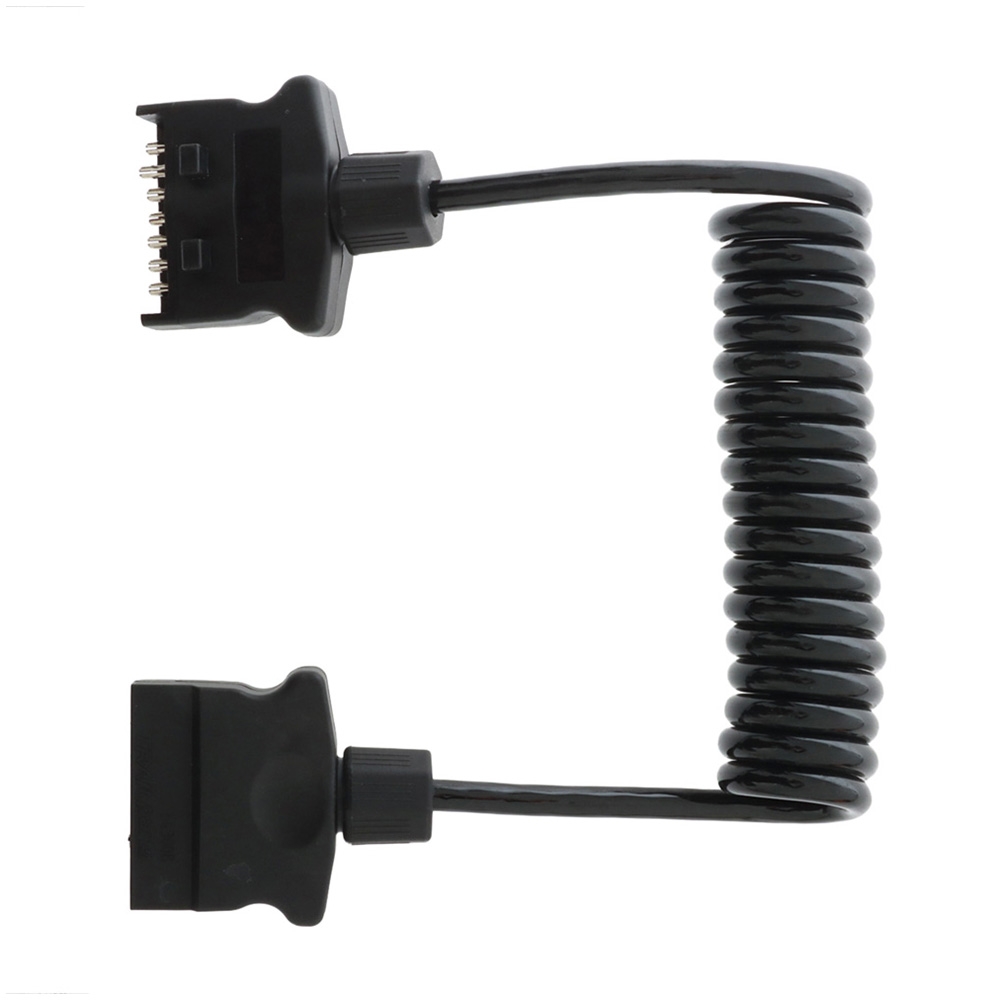Trailparts 7-Pin Flat Coiled Trailer Lead Male to Male 1.2m