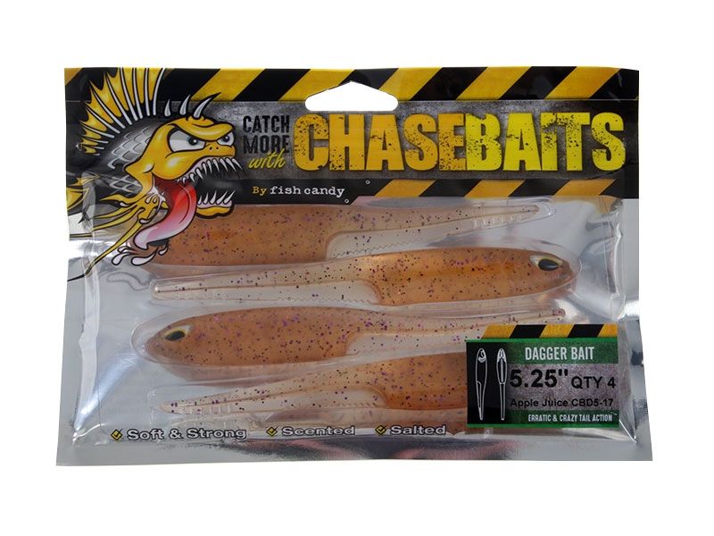 Chasebaits Dagger Soft Bait 13cm Qty 6 Apple Juice