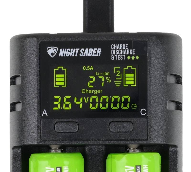 Night Saber Smart Portable Dual Slot USB-C Battery Charger