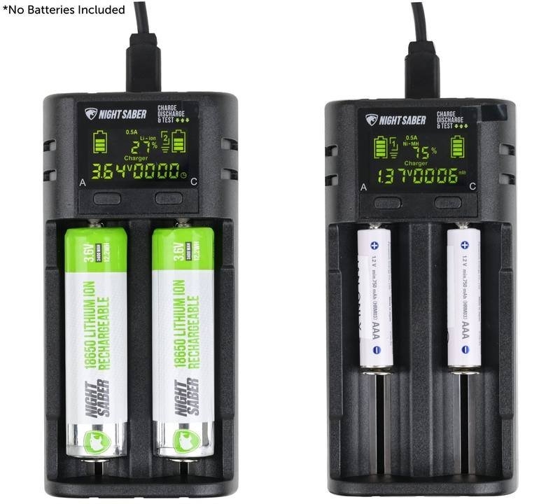 Night Saber Smart Portable Dual Slot USB-C Battery Charger