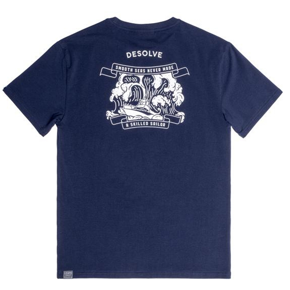 Desolve Smooth Seas UPF50 Mens T-Shirt Navy Medium
