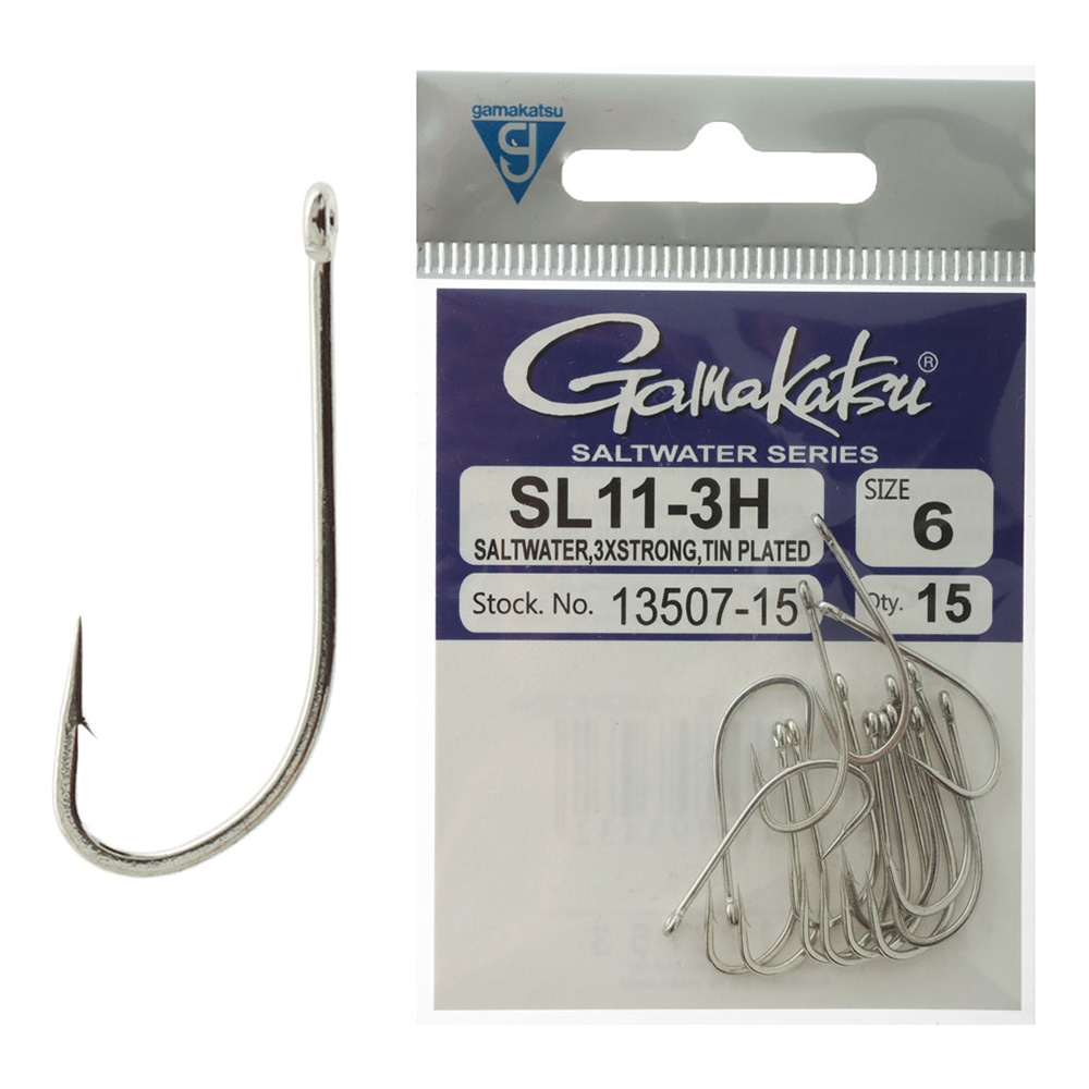 Gamakatsu SL11-3H 3X Strong Saltwater Fly Hooks #6 Qty 15