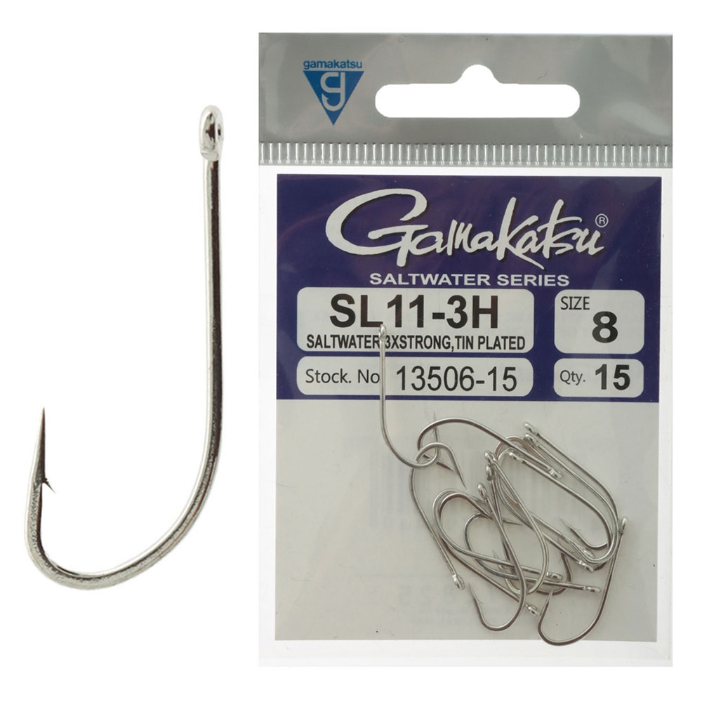 Gamakatsu SL11-3H 3X Strong Saltwater Fly Hooks #8 Qty 15