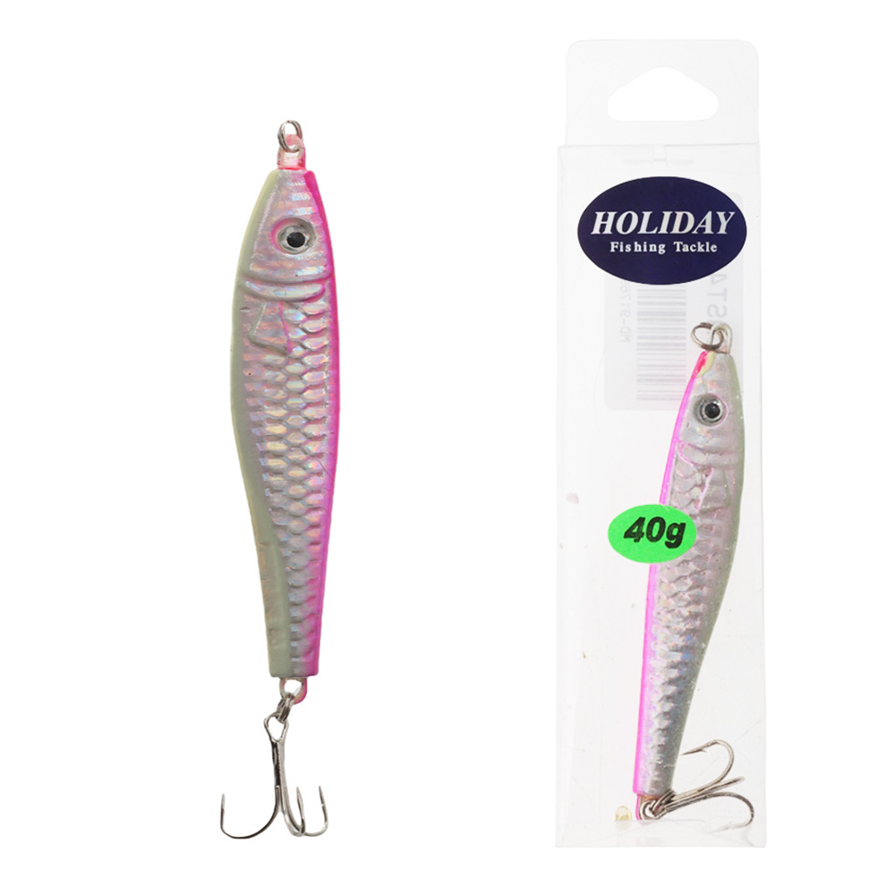 Holiday Metal Fish Casting Lure Pink Silver 40g