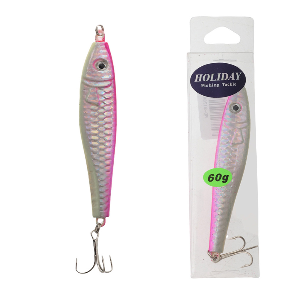 Holiday Metal Fish Casting Lure Pink Silver 60g