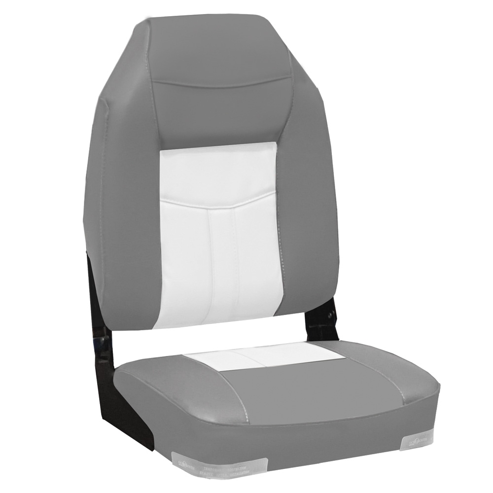 Oceansouth High Back Deluxe Fold Down Boat Seat Grey/White