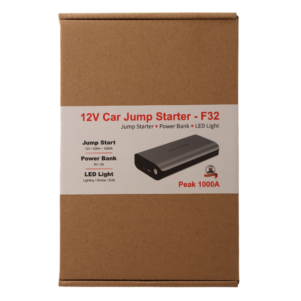 Multifunction Portable Jump Starter 12V 10000mAh Grey