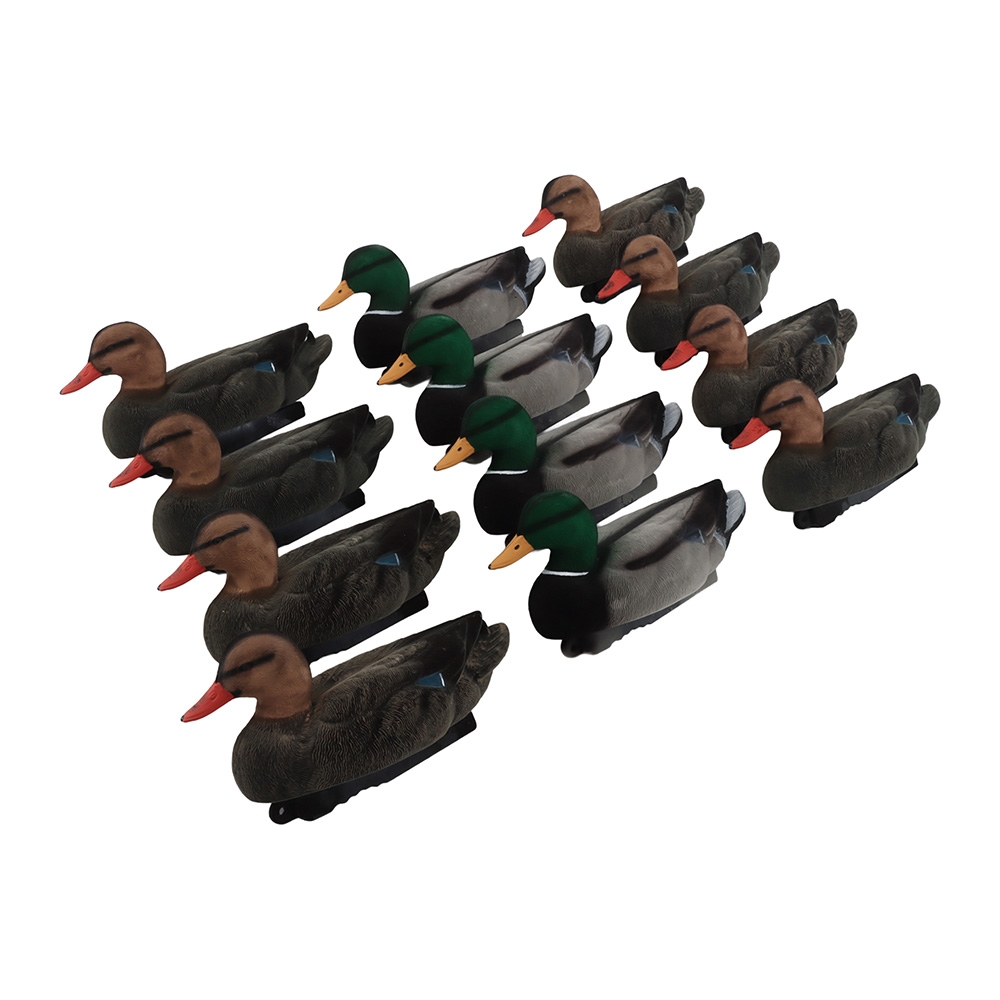 Game On Full Size Flocked Mallard Decoy Family Pack 4 Drakes + 8 Hens
