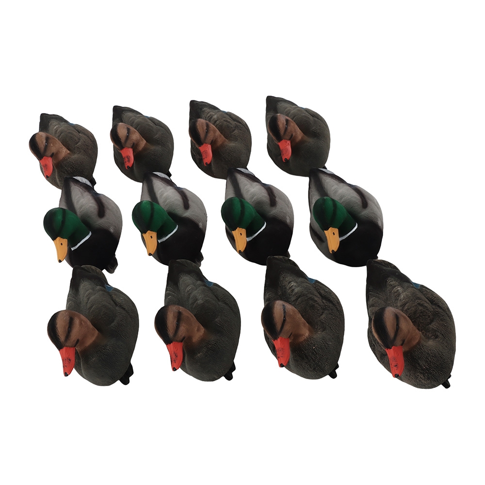 Game On Full Size Flocked Mallard Decoy Family Pack 4 Drakes + 8 Hens