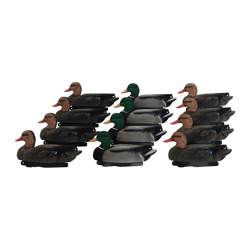 Game On Full Size Flocked Mallard Decoy Family Pack 4 Drakes + 8 Hens