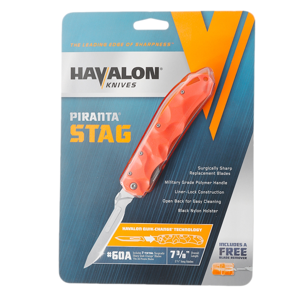 Havalon Piranta-Stag Folding Knife 7cm Blaze Orange