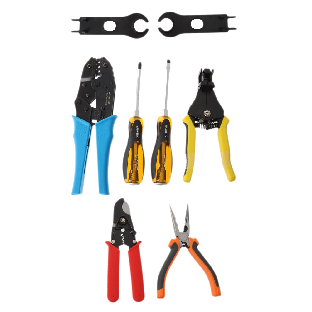Solar Panel Installation 8-Piece Tool Kit - Crimper and Screwdriver Set