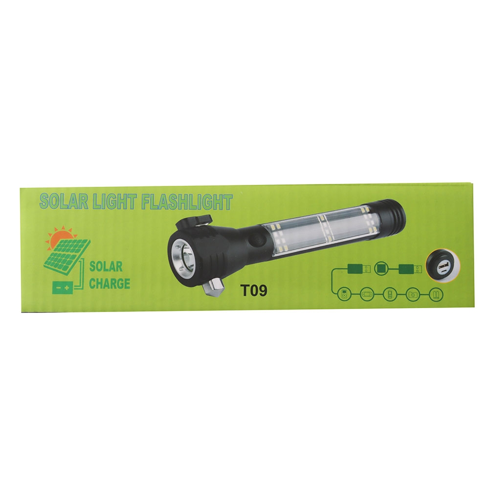 Aluminium Solar Powered Rechargeable LED Torch 350lm