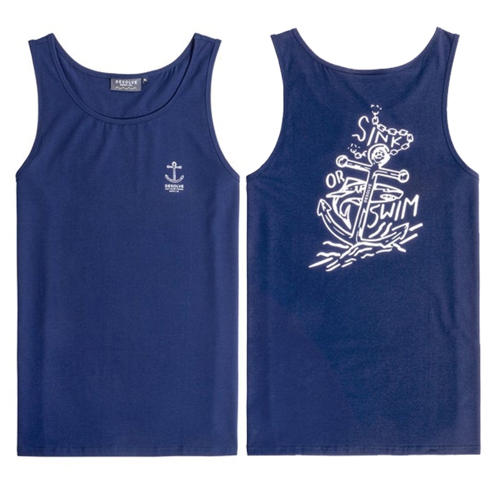 Desolve Sink or Swim Kids Singlet Navy UPF50+ 14