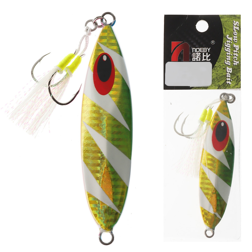 NOEBY NBL Metal Leaf Slow Pitch Jig - Rigged 60g Yellow Tiger
